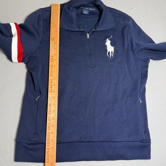 Polo Ralph Lauren Golf NAVY BLUE Blue BIG PONY 1/2 HALF ZIP SWEATER XL READ - Picture 7 of 8